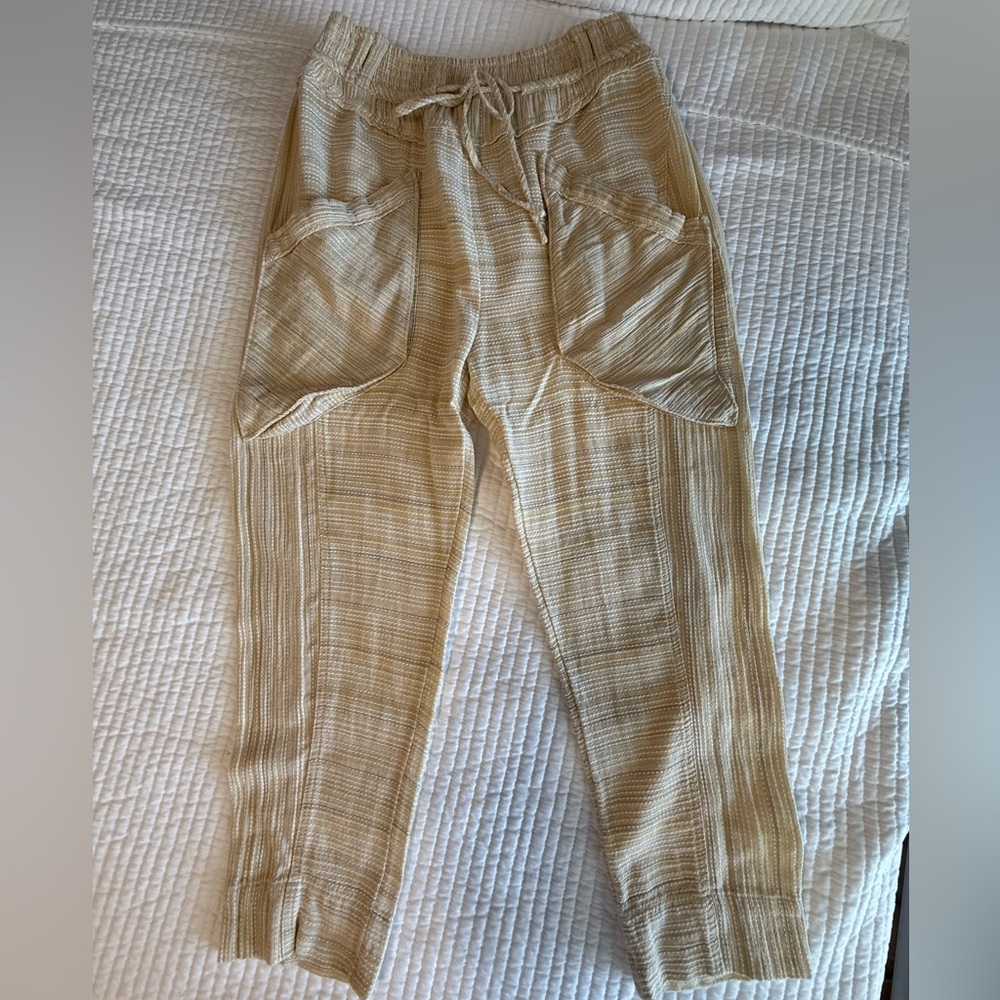 Free People Tan Relaxed Fit Textured Pant